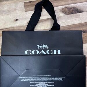 Coach Black Logo Shopping Tote with Ribbon Handles